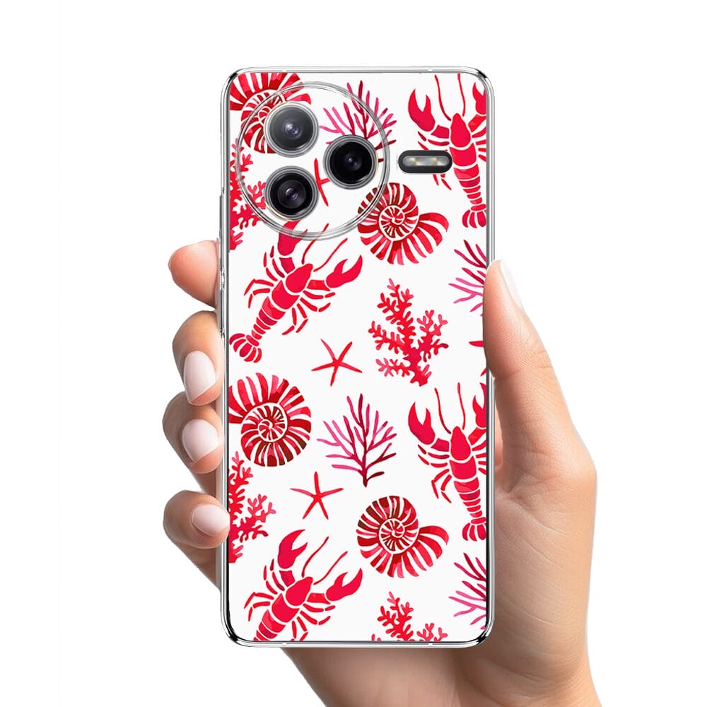 Etui do Xiaomi POCO F7 Ultra przeźroczyste, silikonowe Flexi, krab, muszle - obrazek 2