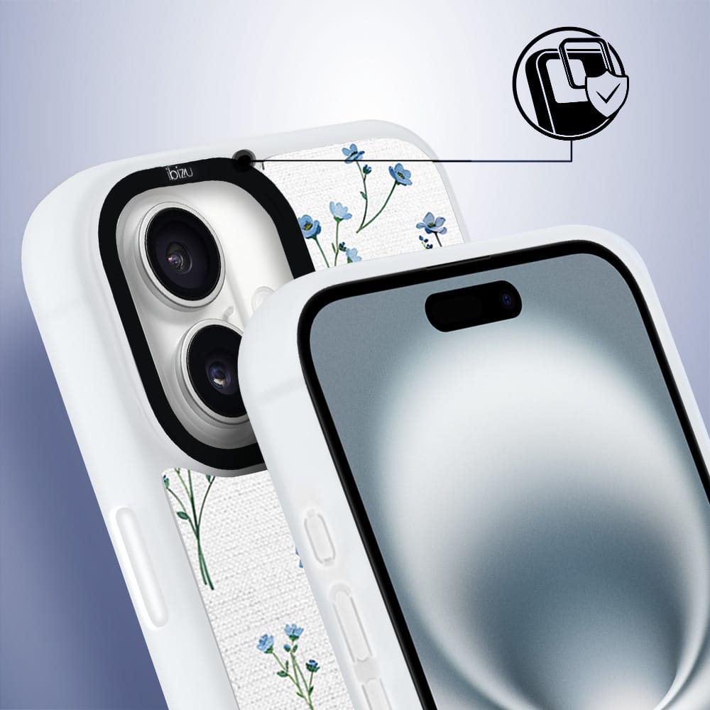 Etui do iPhone 16 IBIZU DropGuard Matt z MagSafe, Pastel Bloom, Niebieski sen - obrazek 3