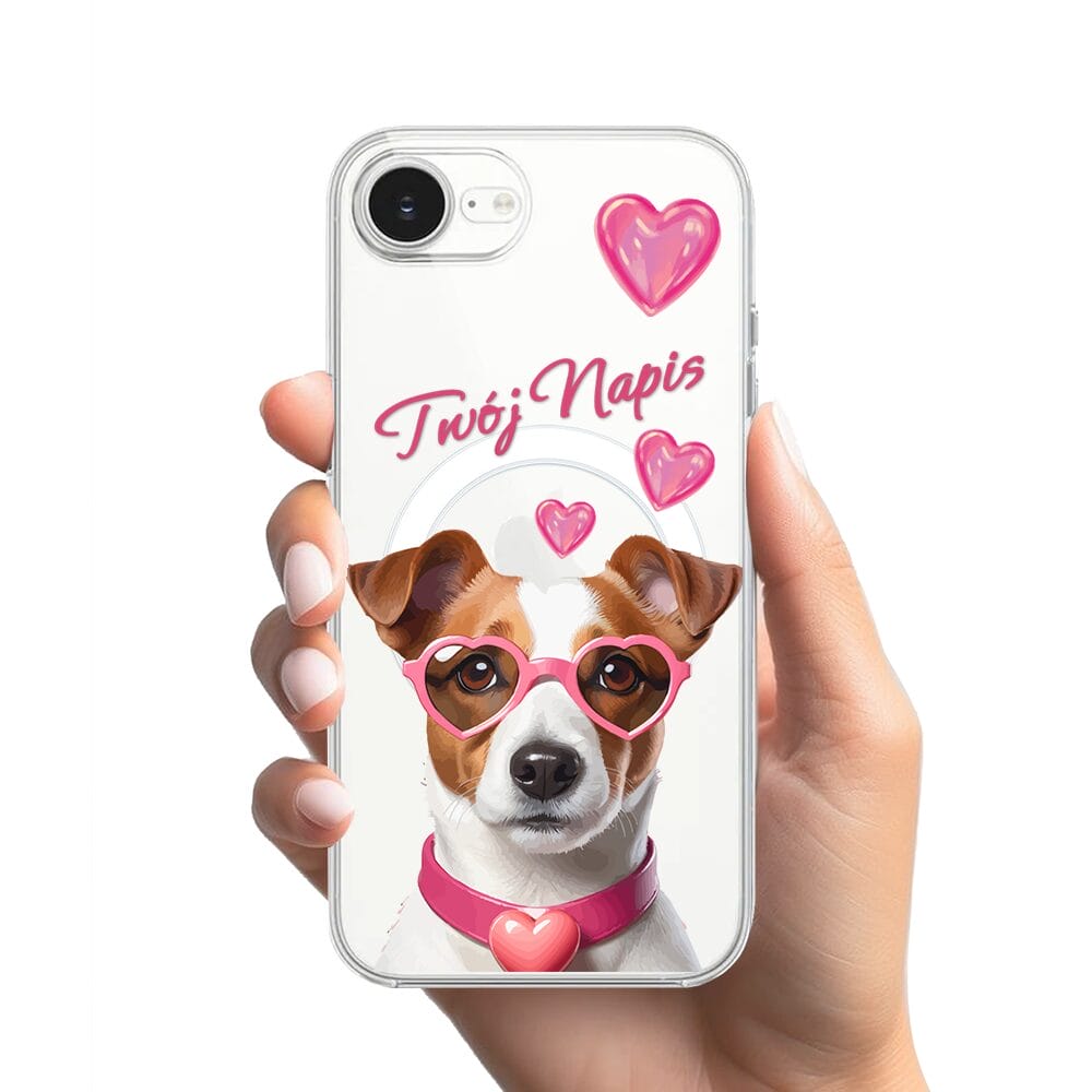 Etui do iPhone 16e z MagSafe przeźroczyste, silikonowe Flexi, Puppy Love, pies rasy Jack Russell Terrier - obrazek 2