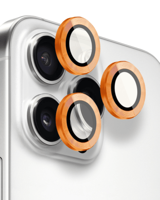 Metalowa osłona obiektywu aparatu ze szkła hartowanego 9H do iPhone 16 Pro Max, 1 zestaw, pomarańczowa