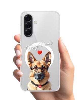 Etui do Samsung Galaxy A56 5G z MagSafe przeźroczyste, silikonowe Flexi, Puppy Love, pies rasy Owczarek Niemiecki