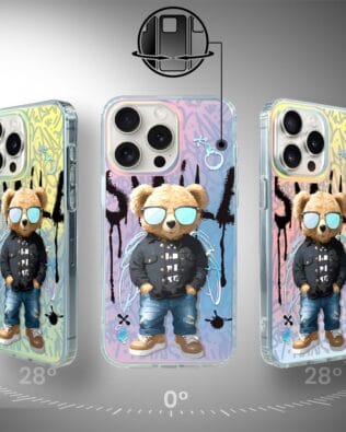 Etui do iPhone 14 Pro IBIZU California Sunset, zmieniające kolor, Graffiti Boy, artystyczny miś