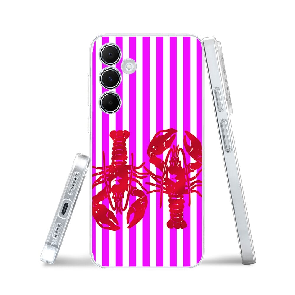 Etui do Samsung Galaxy A35 5G przeźroczyste, silikonowe Flexi, kraby z różowymi paskami - obrazek 3