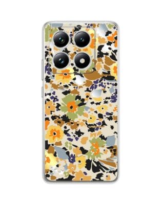 Etui do Xiaomi 14T przeźroczyste, silikonowe Flexi, malowane kwiatki