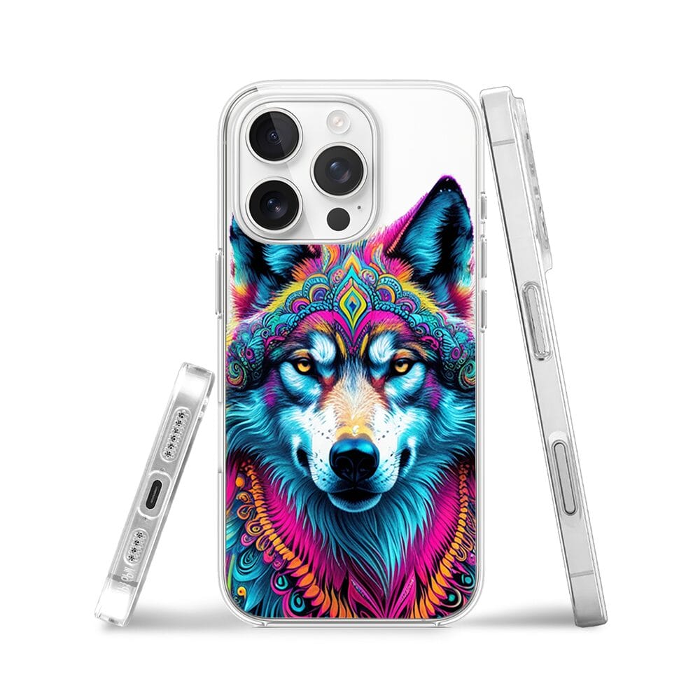 Etui do iPhone 16 Pro Max przeźroczyste, silikonowe Flexi, Dzika Mandala, Wilk - obrazek 3