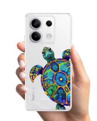Etui do Xiaomi Redmi Note 13 Pro 5G przeźroczyste, silikonowe Flexi, Dzika Mandala, Żółw