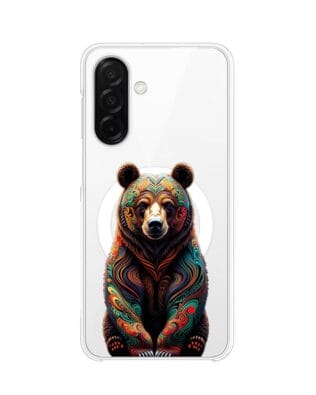 Etui do Samsung Galaxy A26 5G z MagSafe przeźroczyste, silikonowe Flexi, Dzika Mandala, Niedźwiedź