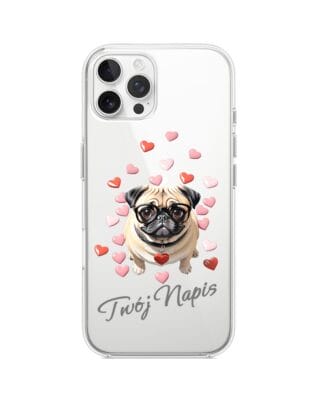 Etui do iPhone 12 Pro Max przeźroczyste, silikonowe Flexi, Puppy Love, pies rasy Mops