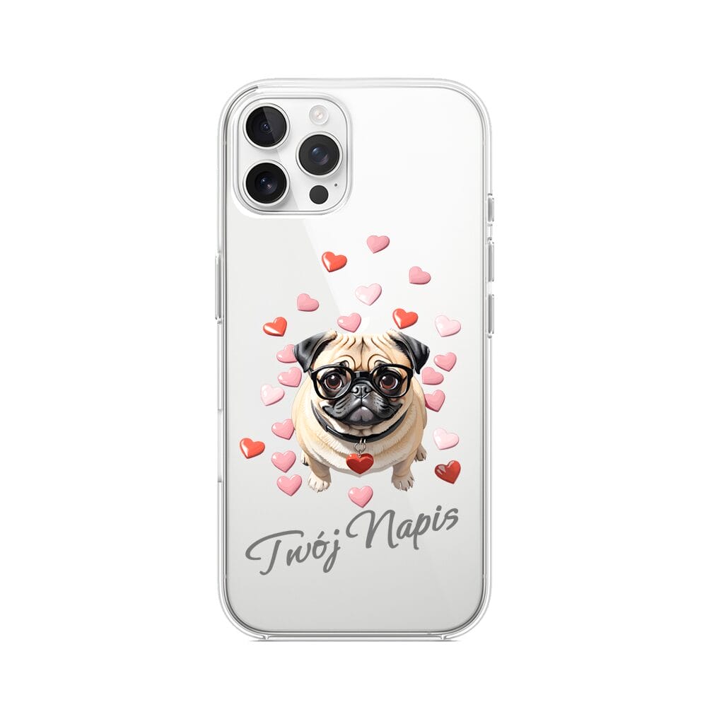 Etui do iPhone 12 Pro Max przeźroczyste, silikonowe Flexi, Puppy Love, pies rasy Mops