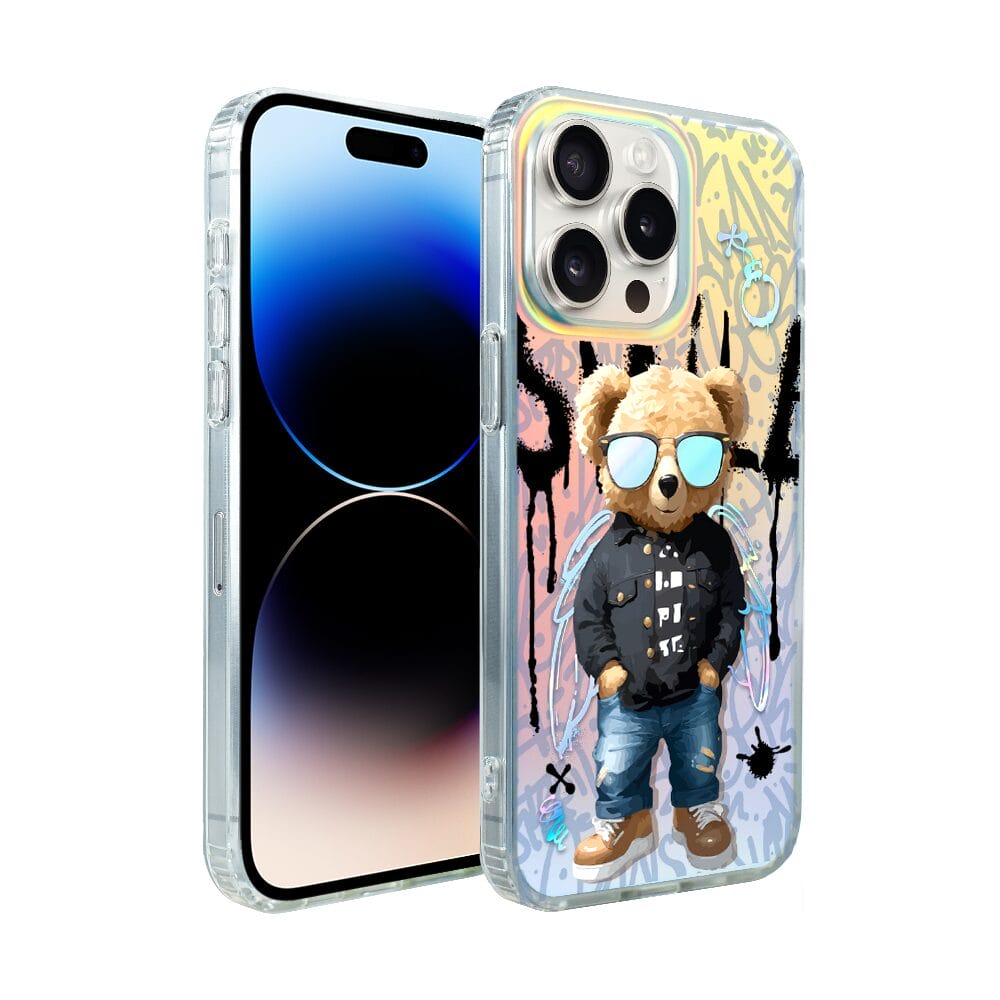 Etui do iPhone 14 Pro IBIZU California Sunset, zmieniające kolor, Graffiti Boy, artystyczny miś