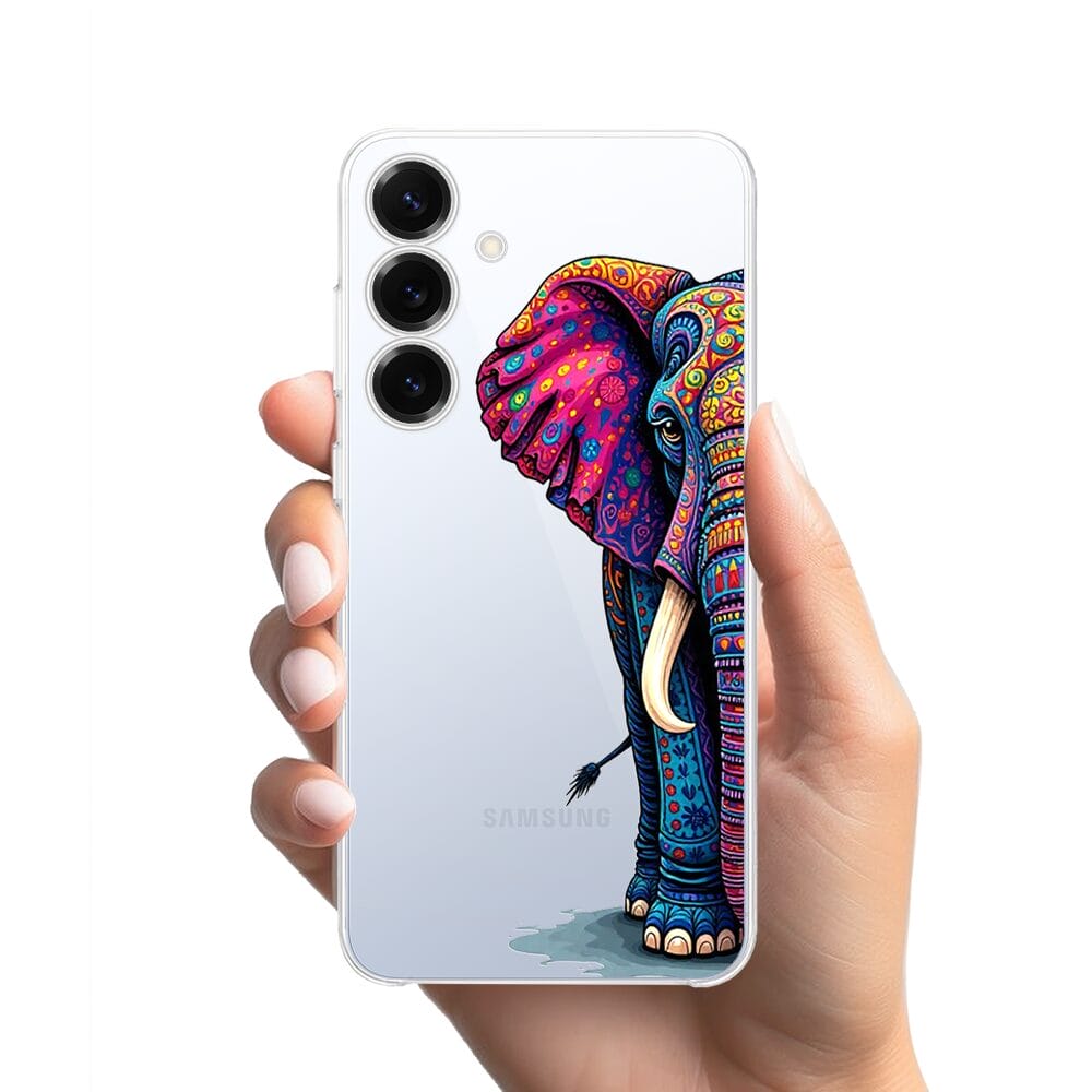 Etui do Samsung Galaxy S25 Plus przeźroczyste, silikonowe Flexi, Dzika Mandala, Słoń - obrazek 2