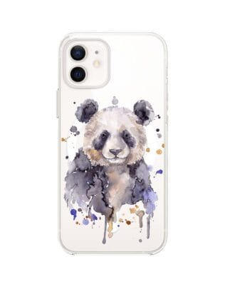 Etui do iPhone 12 Mini z MagSafe przeźroczyste, silikonowe Flexi, Akwarelowe Zoo, Panda