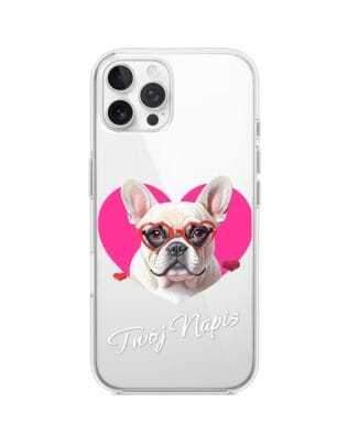 Etui do iPhone 12 Pro przeźroczyste, silikonowe Flexi, Puppy Love, pies rasy Buldog Francuski