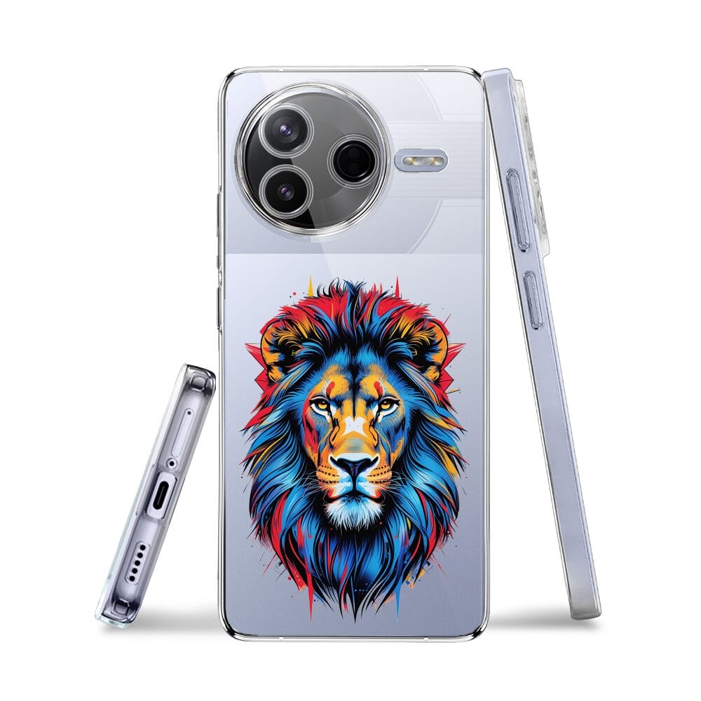 Etui do Xiaomi POCO F7 Pro przeźroczyste, silikonowe Flexi, Dzika Mandala, Lew - obrazek 3