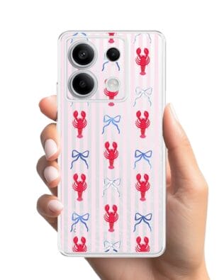 Etui do Xiaomi Redmi Note 13 Pro 5G przeźroczyste, silikonowe Flexi, krab i kokardki