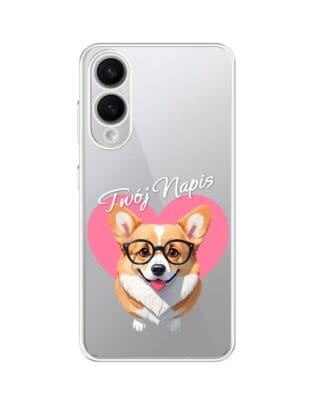 Etui do Samsung Galaxy S25 Edge przeźroczyste, silikonowe Flexi, Puppy Love, pies rasy Corgi