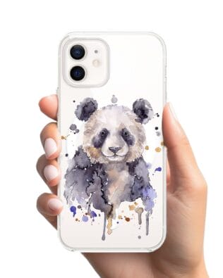 Etui do iPhone 12 Mini z MagSafe przeźroczyste, silikonowe Flexi, Akwarelowe Zoo, Panda