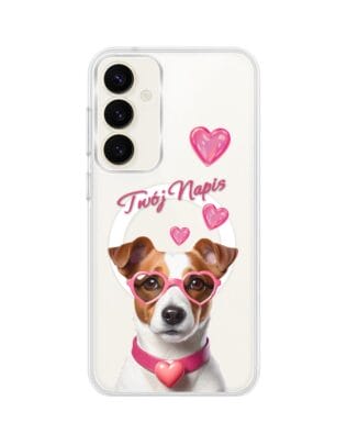 Etui do Samsung Galaxy S23 FE 5G z MagSafe przeźroczyste, silikonowe Flexi, Puppy Love, pies rasy Jack Russell Terrier