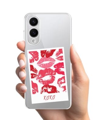 Etui do Samsung Galaxy S25 Edge przeźroczyste, silikonowe Flexi, pocałunki, polaroid