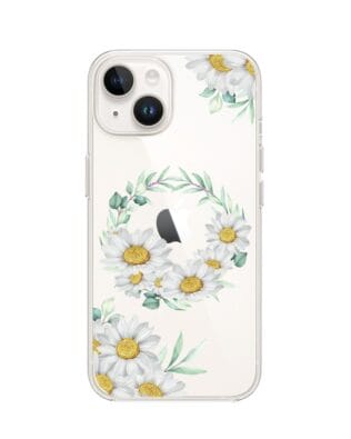 Etui do iPhone 14 przeźroczyste, silikonowe Flexi, wianek stokrotek