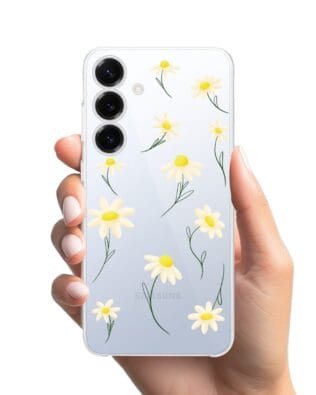 Etui do Samsung Galaxy S25 Plus przeźroczyste, silikonowe Flexi, stokrotki