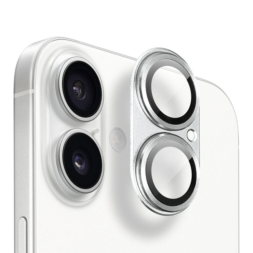 Metalowa osłona na cały aparat z wbudowanymi szkłami do iPhone 16 Plus, srebrna - obrazek 2