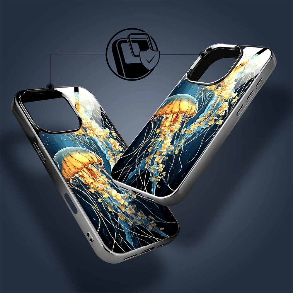 Etui do iPhone 16 Pro Max IBIZU Elite Glass z MagSafe Morze, Meduzy w głębinach, czarne - obrazek 3