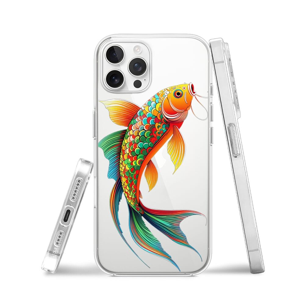 Etui do iPhone 12 Pro Max przeźroczyste, silikonowe Flexi, Dzika Mandala, Złota ryba - obrazek 3