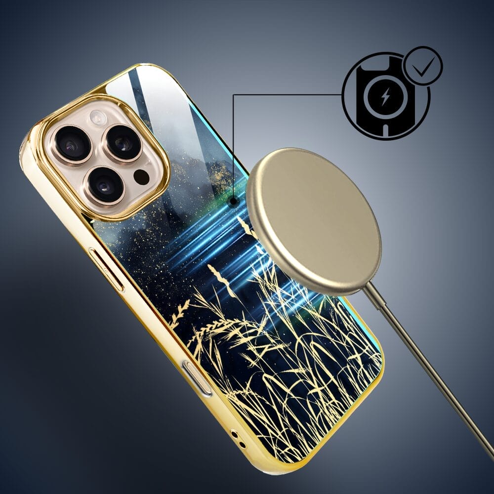 Etui do iPhone 16 Pro Max IBIZU Elite Glass z MagSafe Kwiaty, Złote trawy o zmierzchu, złote - obrazek 7