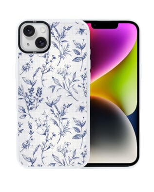 Etui do iPhone 14 IBIZU DropGuard Matt z MagSafe, Pastel Bloom, Lazurowe szepty BIAŁE