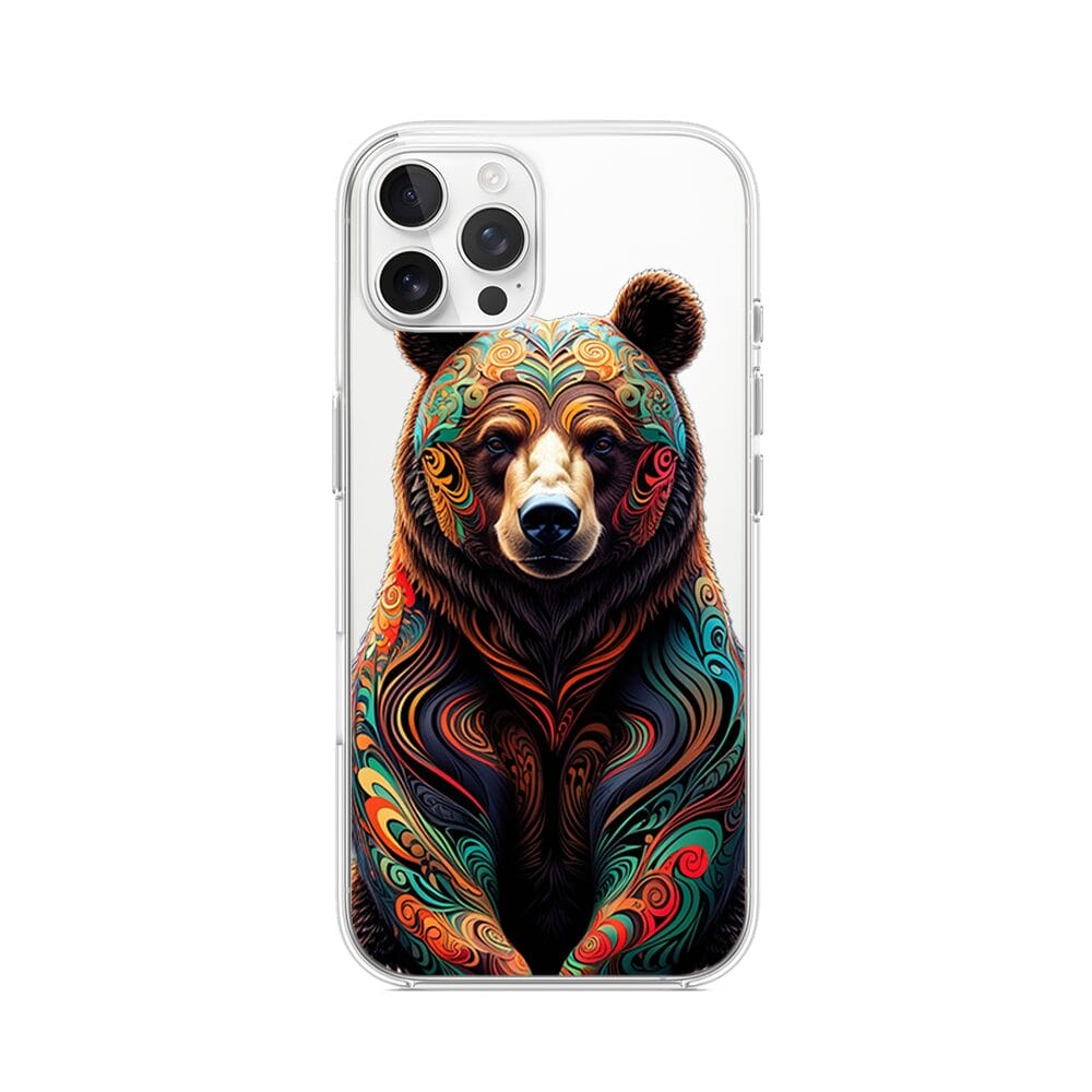 Etui do iPhone 12 Pro Max przeźroczyste, silikonowe Flexi, Dzika Mandala, Niedźwiedź