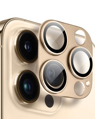 Metalowa osłona na cały aparat z wbudowanymi szkłami do iPhone 13 Pro, złota