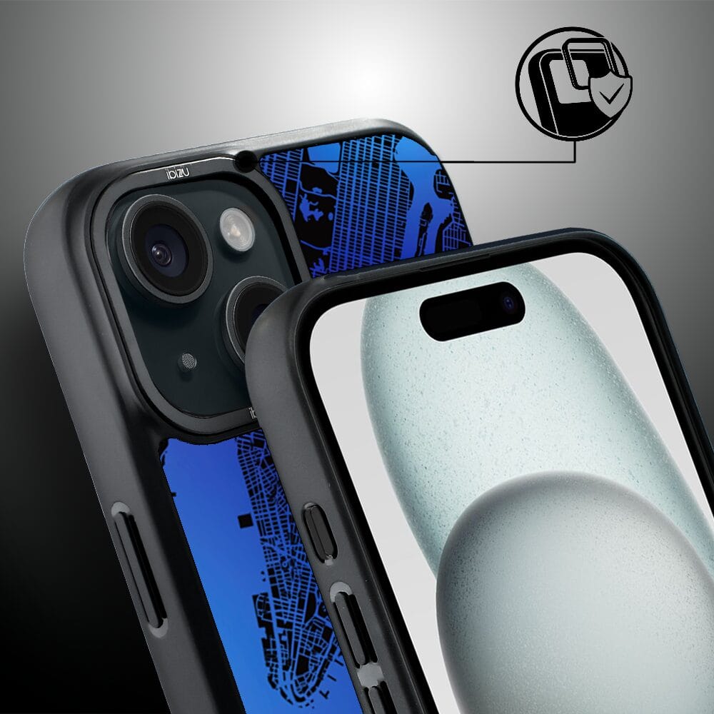 Etui do iPhone 15 IBIZU DropGuard Matt z MagSafe, Mapy Świata, New York - obrazek 3