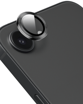 Metalowa osłona obiektywu aparatu ze szkła hartowanego 9H do iPhone 16e, 1 zestaw, głęboka czerń