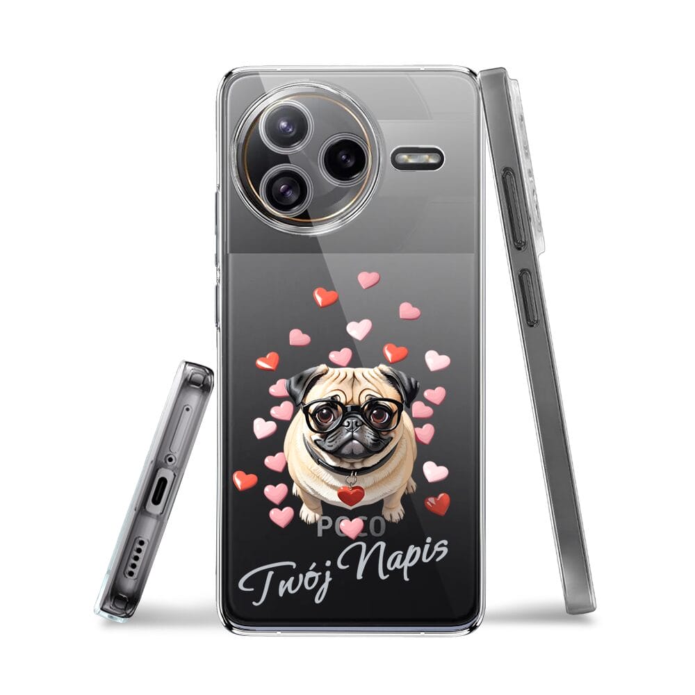 Etui do Xiaomi POCO F7 Ultra przeźroczyste, silikonowe Flexi, Puppy Love, pies rasy Mops - obrazek 3