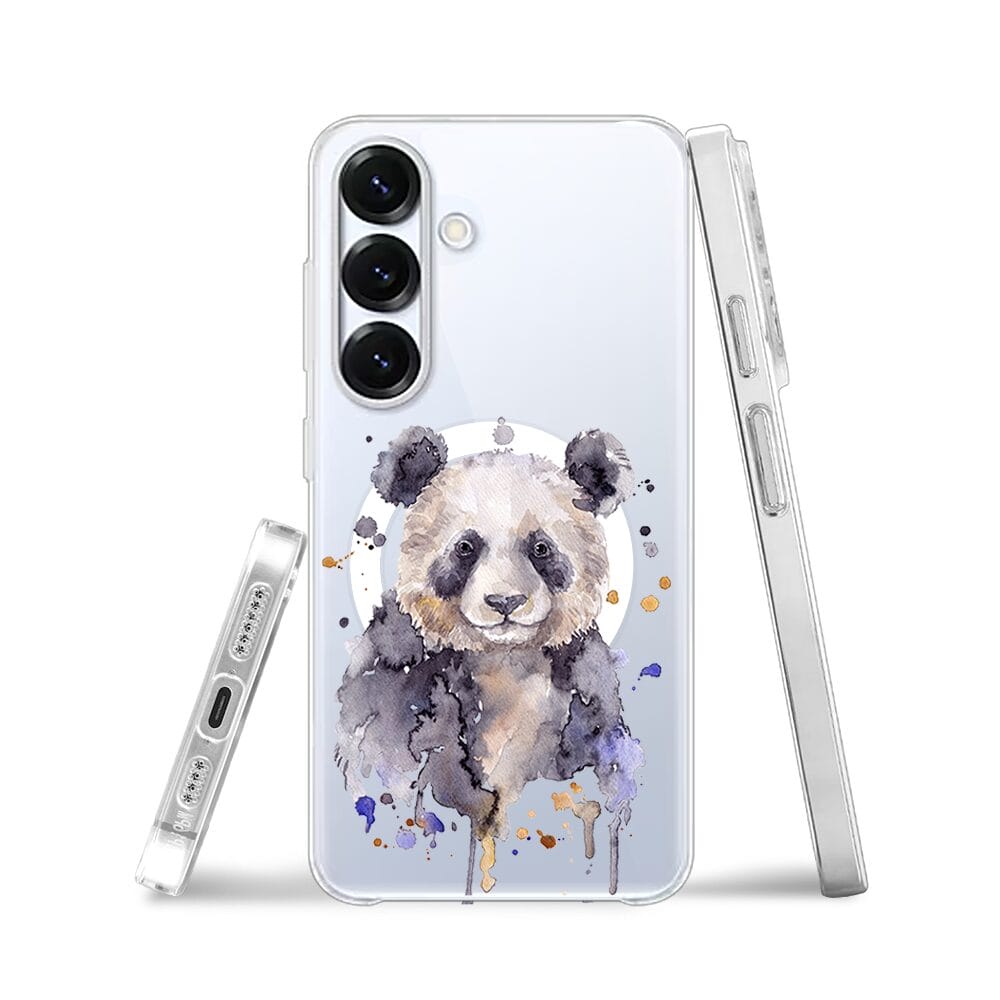 Etui do Samsung Galaxy S25 Plus z MagSafe przeźroczyste, silikonowe Flexi, Akwarelowe Zoo, Panda - obrazek 3