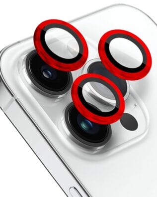 Metalowa osłona obiektywu aparatu ze szkła hartowanego 9H do iPhone 14 Pro Max, 1 zestaw, czerwona