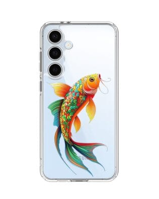 Etui do Samsung Galaxy S24 FE przeźroczyste, silikonowe Flexi, Dzika Mandala, Złota ryba