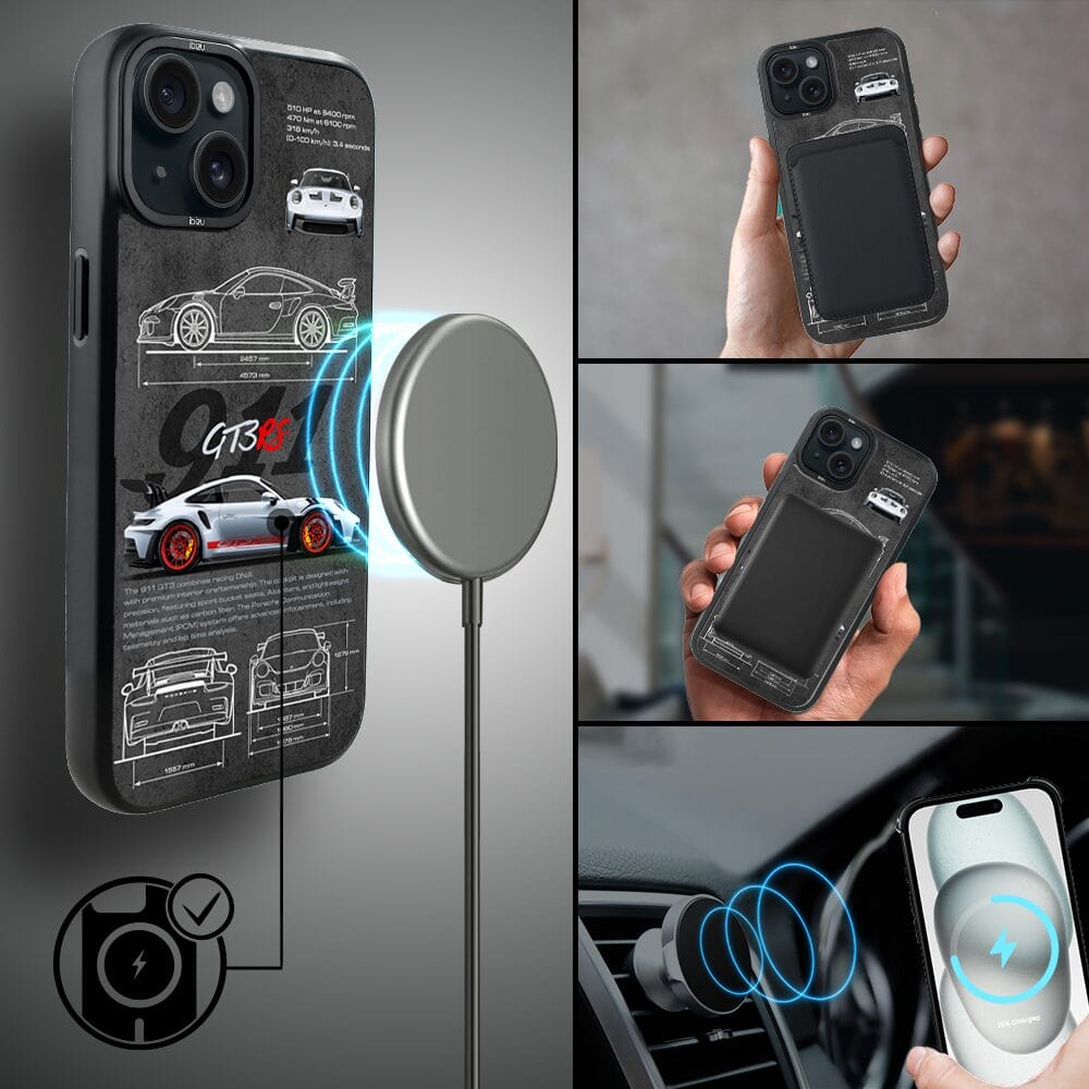 Etui do iPhone 15 IBIZU DropGuard Matt z MagSafe, TechDrive, 911 GT3 RS - obrazek 8