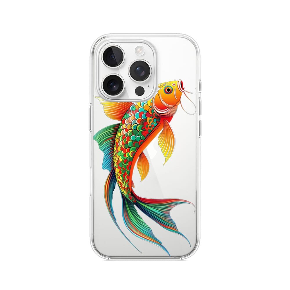 Etui do iPhone 13 Pro przeźroczyste, silikonowe Flexi, Dzika Mandala, Złota ryba