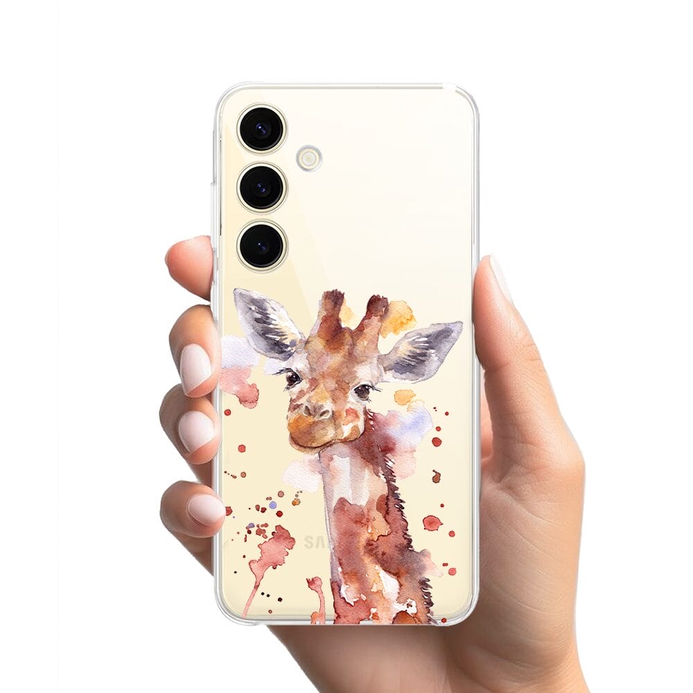 Etui do Samsung Galaxy S24 Plus przeźroczyste, silikonowe Flexi, Akwarelowe Zoo, Żyrafa - obrazek 2