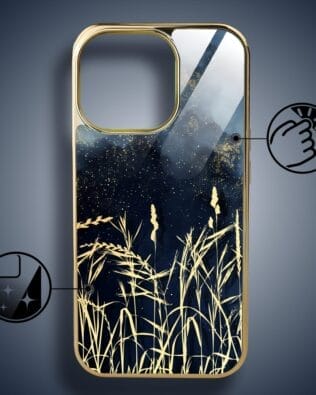 Etui do iPhone 16 Pro IBIZU Elite Glass z MagSafe Kwiaty, Złote trawy o zmierzchu, złote