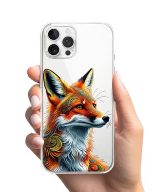 Etui do iPhone 12 Pro przeźroczyste, silikonowe Flexi, Dzika Mandala, Twarz lisa