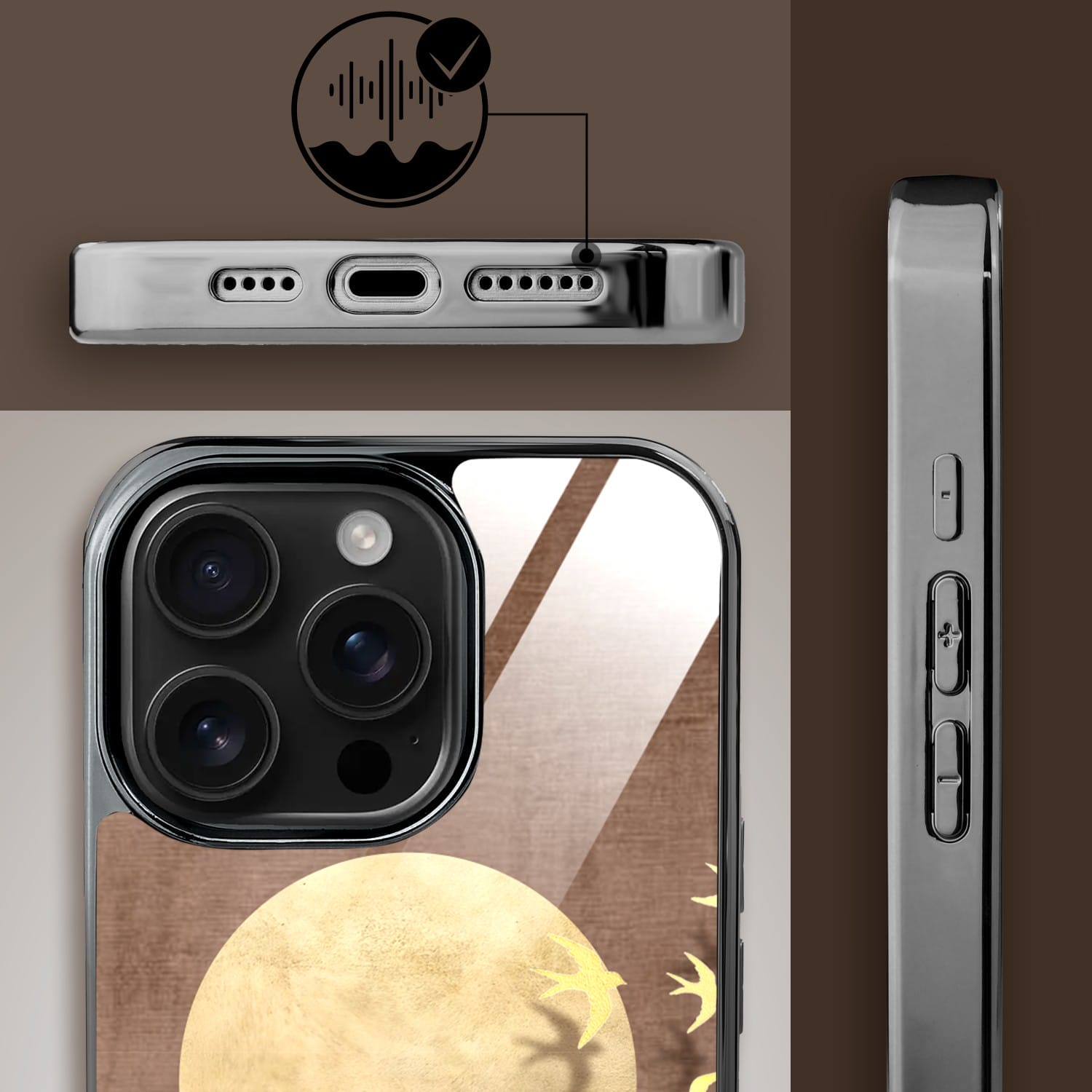 Etui do iPhone 16 Pro Max IBIZU Elite Glass z MagSafe Magia Azji, Taniec jaskółek, czarne - obrazek 4