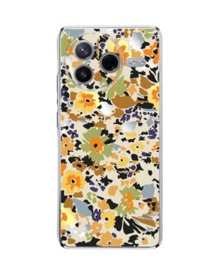 Etui do Xiaomi POCO F7 Pro przeźroczyste, silikonowe Flexi, malowane kwiatki