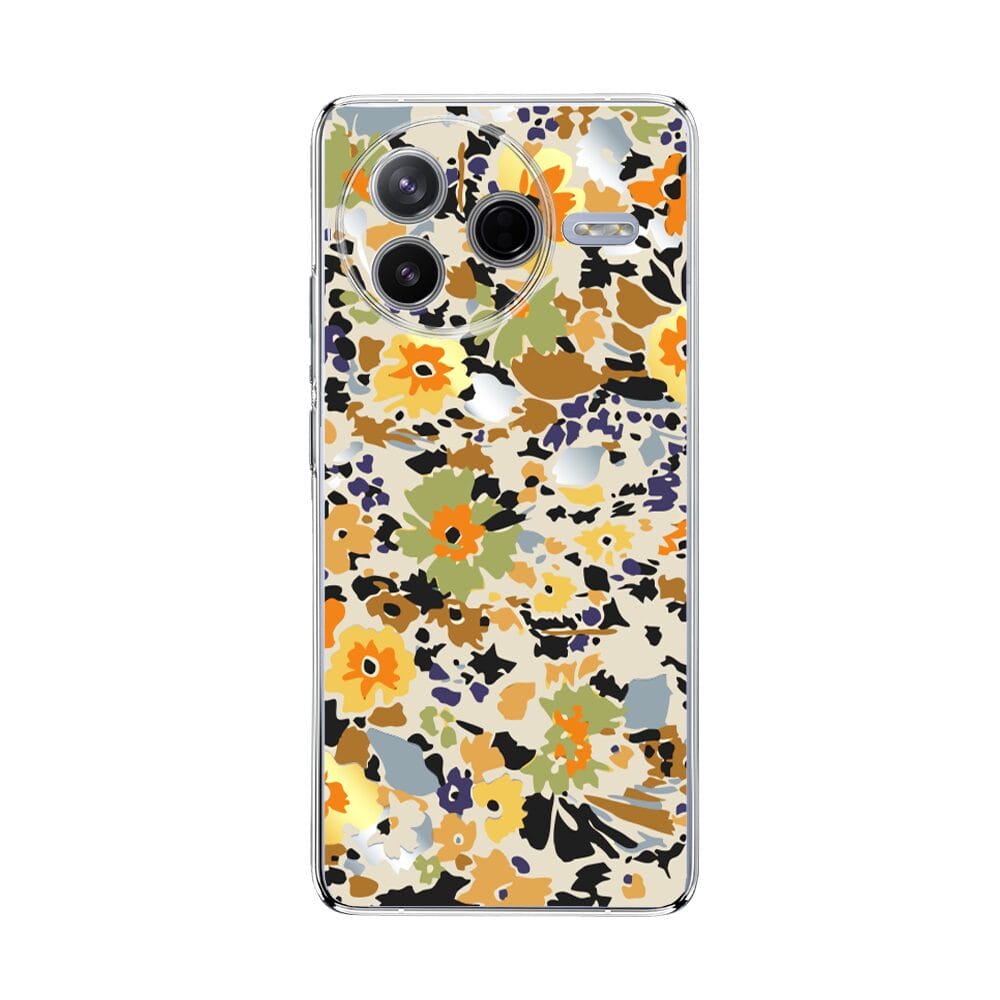 Etui do Xiaomi POCO F7 Pro przeźroczyste, silikonowe Flexi, malowane kwiatki