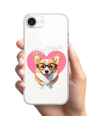 Etui do iPhone 16e przeźroczyste, silikonowe Flexi, Puppy Love, pies rasy Corgi