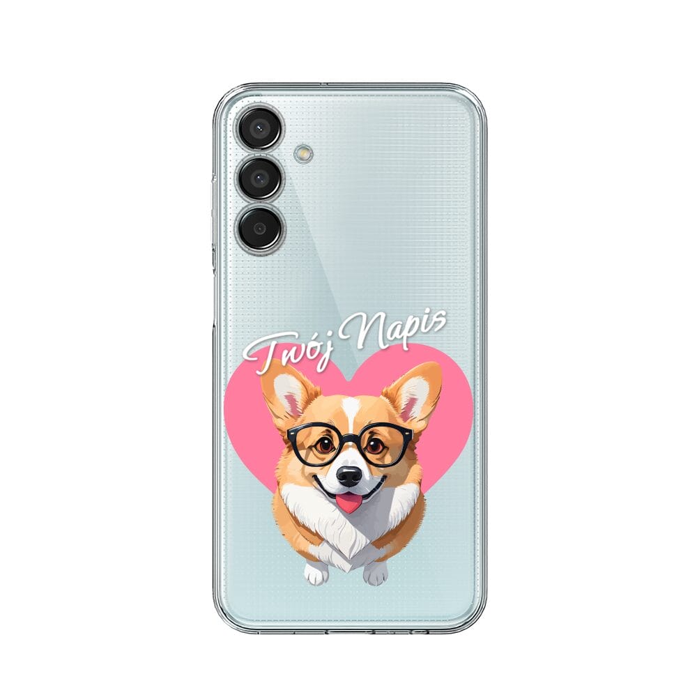 Etui do Samsung Galaxy M15 5G przeźroczyste, silikonowe Flexi, Puppy Love, pies rasy Corgi