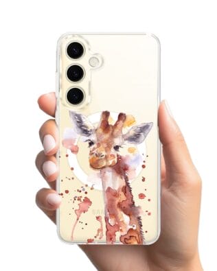 Etui do Samsung Galaxy S24 Plus z MagSafe przeźroczyste, silikonowe Flexi, Akwarelowe Zoo, Żyrafa