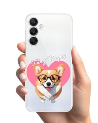Etui do Samsung Galaxy A25 5G przeźroczyste, silikonowe Flexi, Puppy Love, pies rasy Corgi